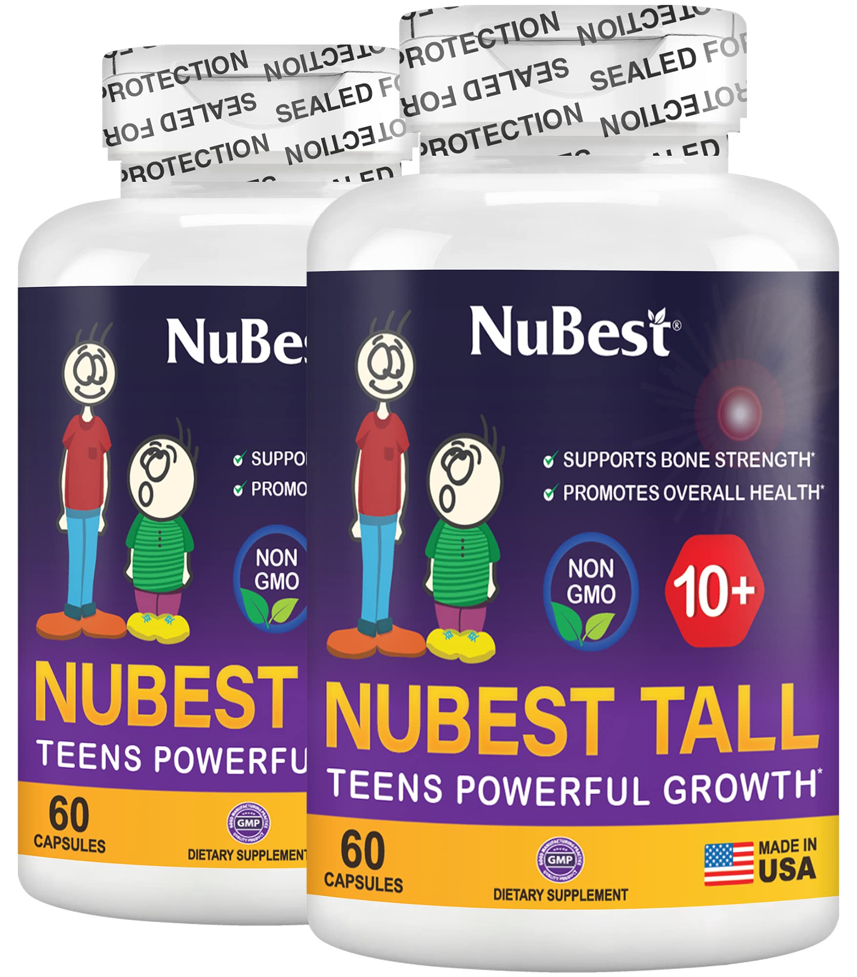 NuBest Tall 10+, Powerful Growth for Kids & Teens (10+), Milk Drinkers, 60 Capsules