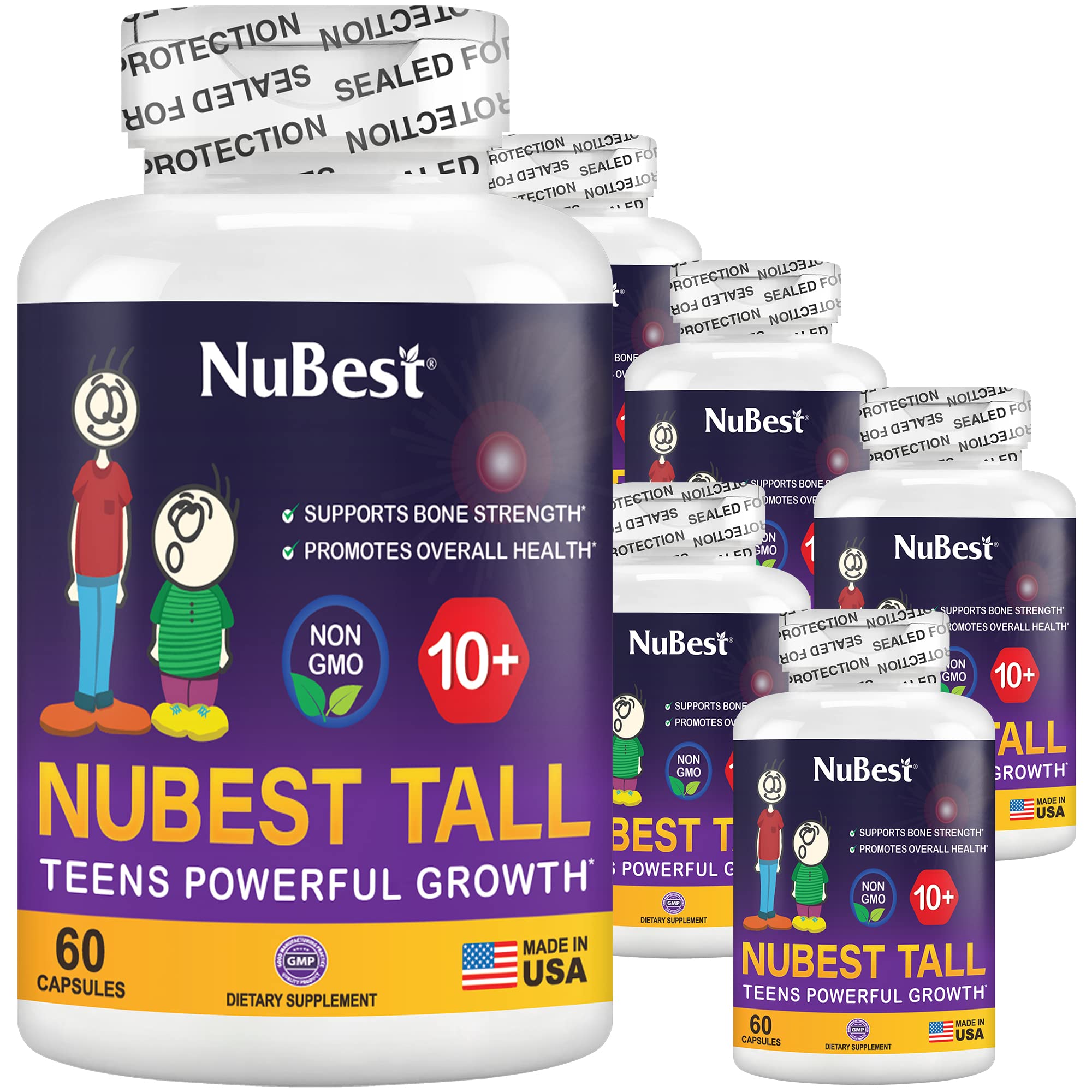 NuBest Tall 10+, Powerful Growth for Kids & Teens (10+), Milk Drinkers, 60 Capsules