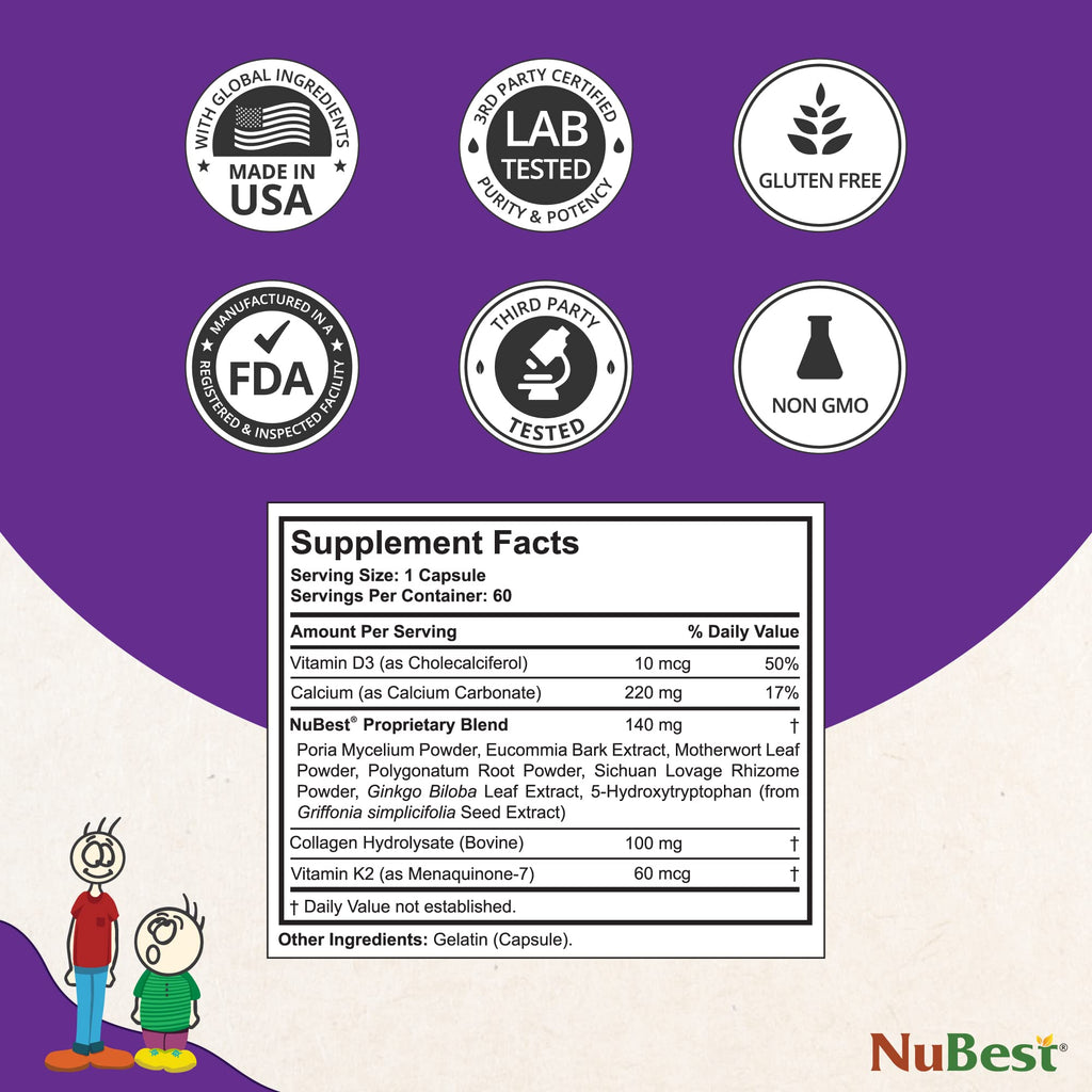 NuBest Tall 10+, Powerful Growth for Kids & Teens (10+), Milk Drinkers, 60 Capsules