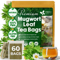 Mugwort Leaf Tea Bags, 100% Natural and Pure Mugwort Leaves, Loose Leaf Mugwort Herbal Tea, Mugwort Leaf Tea, No Sugar, No Caffeine, No Gluten, Vegan.