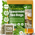 Spearmint Tea Bags, 100% Natural & Pure Spearmint Leaves. Loose Leaf Spearmint Herbal Tea. Spearmint Leaf Tea. No Sugar, No Caffeine, No Gluten, Vegan.