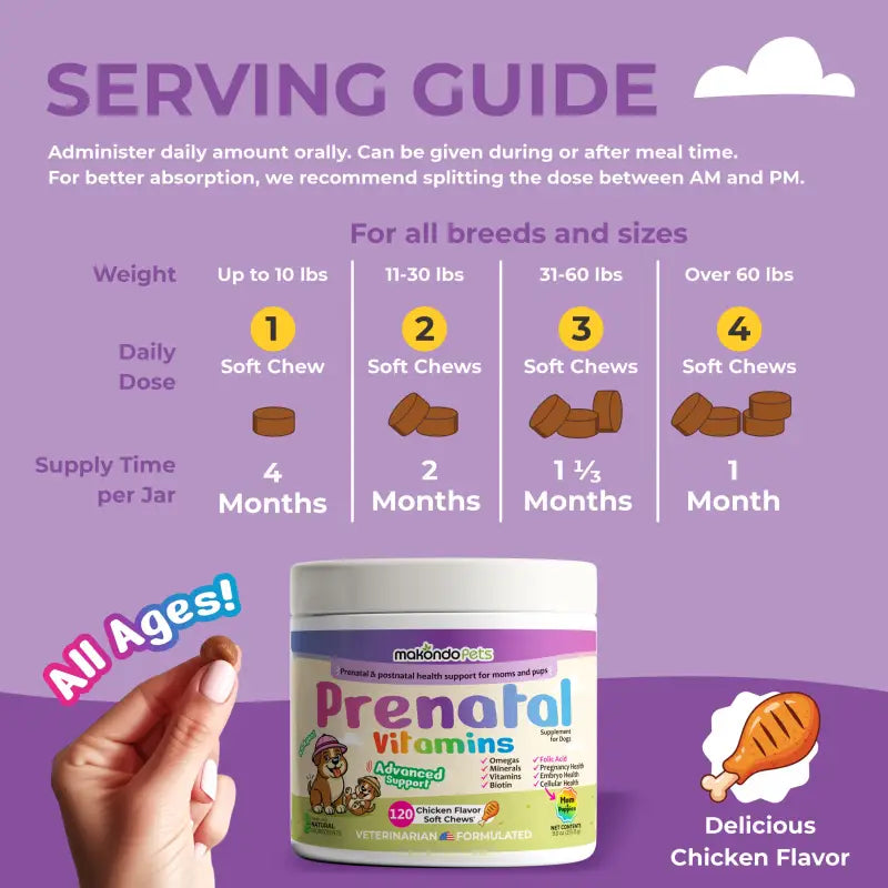 Dog Prenatal Vitamins - 120 Soft Chews